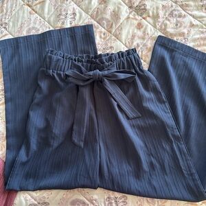 SHEIN Navy Wide Leg Tie-Waist Pants
